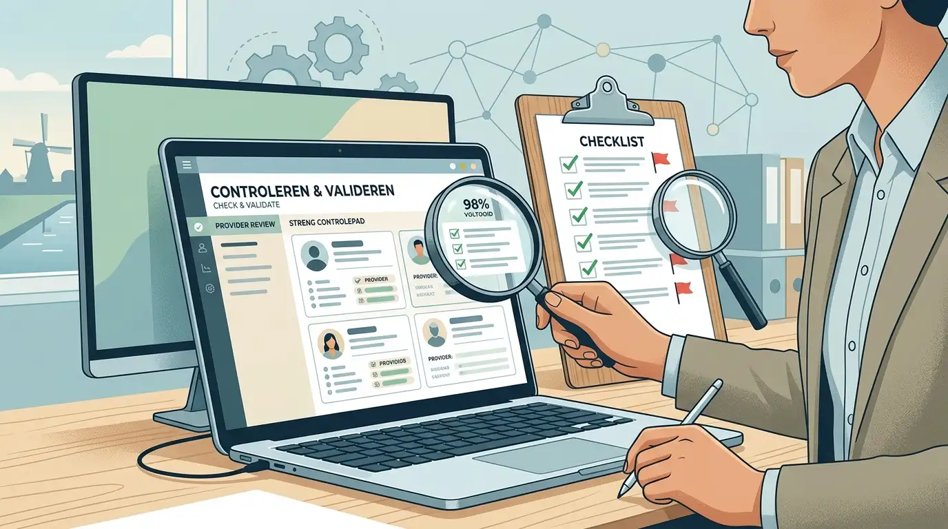 Illustratie van een rustige officiële controle van aanbiedergegevens
